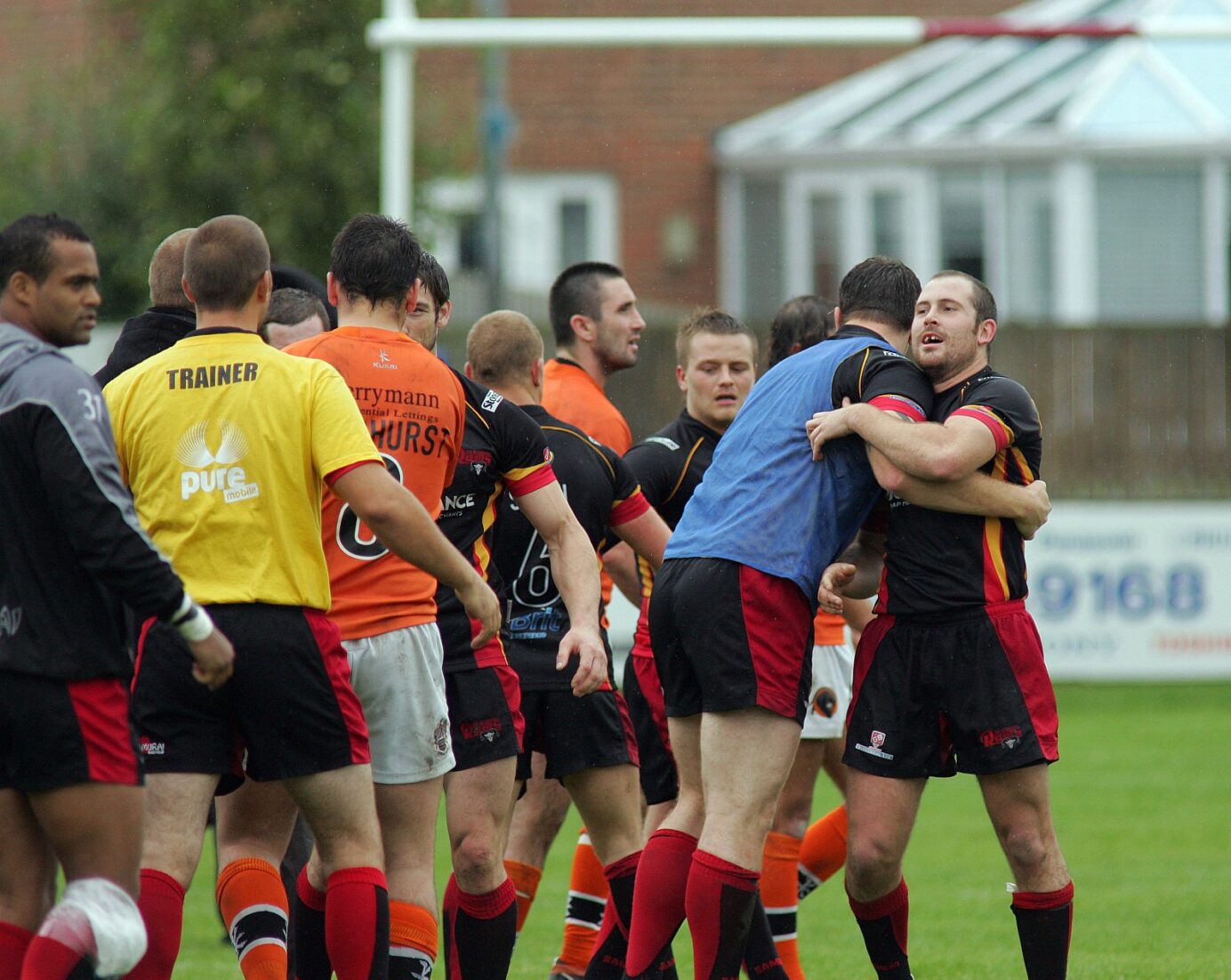 Blackpool v Dewsbury - Rams Keegan Hirst and Rob Spicer congratulating each other